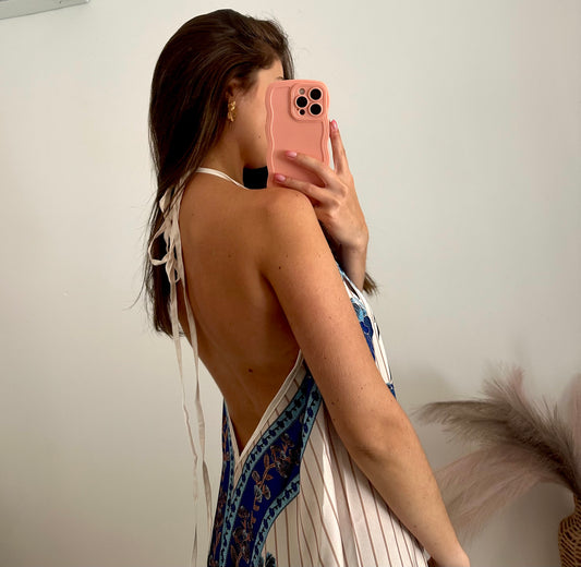 Robe dos nu bleu bohème